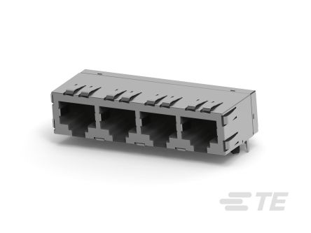 TE Connectivity 5406281-3 Series Ethernet Connector, Board Mount, Cat5 Right Angle 1 x 4 Port