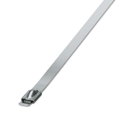 Phoenix Contact Cable Ties, Steel Strip, 360mm x 4.8 mm, Silver Stainless Steel, Pk-100units