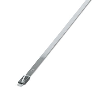 Phoenix Contact Cable Ties, Steel Strip, 259mm x 4.6 mm, Silver Stainless Steel, Pk-100units