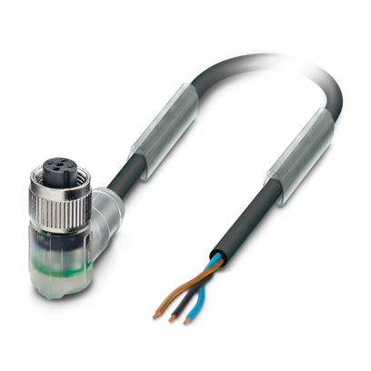 Phoenix Contact Free Ends to Right Angle Female 3 way M12 Sensor Actuator Cable, 3m