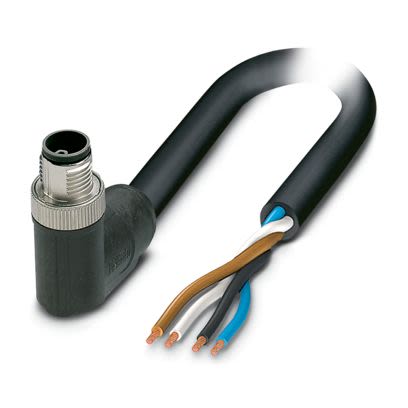 Phoenix Contact SAC, 3m 4 Core, Black/Grey Polyurethane PUR Power Cable +80°C