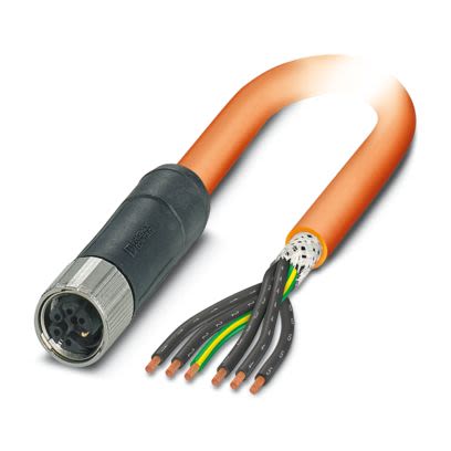 Phoenix Contact SAC, Power, 3m 6 Core, Orange Polyurethane PUR Power Cable +80°C