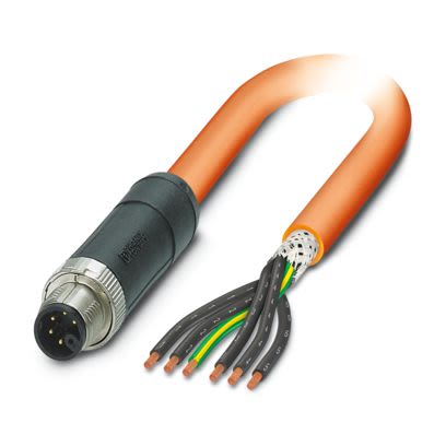 Phoenix Contact SAC, Power, 3m 6 Core, Orange Polyurethane PUR Power Cable +80°C