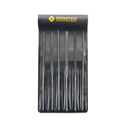 Bernstein 140mm, File Cut, Flat, Half Round, Round, Square, Triangular Needle File Set With Soft-Grip Handle