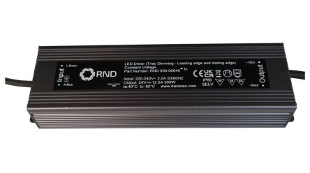 RND LED Driver, 12V Output, 300W Output, 25A Output, Constant Voltage Dimmable