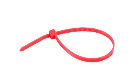 RND Cable Ties, 100mm x 2.5 mm, Red Polyamide, Pk-100units
