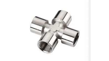 RND 425 Series Female Connector, G 3/8 Female to G 3/8 Female, Threaded Connection Style, Brass Adapter Cross