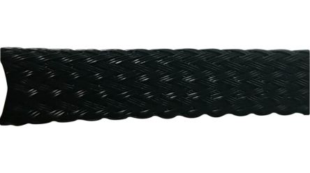 RND Expandable Braided PET Black Cable Sleeve, 16 to 8mm Diameter, 200m Length, 465 Series