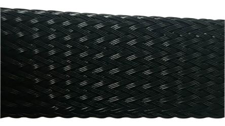 RND Expandable Braided PET Black Cable Sleeve, 35 to 18mm Diameter, 200m Length, 465 Series