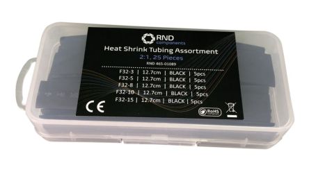 RND Heat Shrink Tube, Black 2:1 Ratio, 465 Series