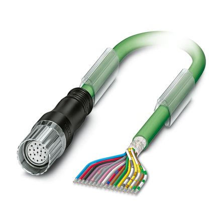Phoenix Contact K-17 SSLC11Y 0.14 mm², 0.5 mm², 0.22 mm² 15 Core Power Cable, Green Thermoplastic Polyurethane TPU, 2m