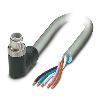 Phoenix Contact SAC, 3m 5 Core, Grey Polyurethane PUR Power Cable +80°C