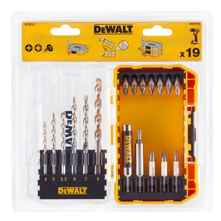 DeWALT 19-Piece Masonry Drill Bit Set for Masonry, 8mm Max, 4mm Min, HSS Bits
