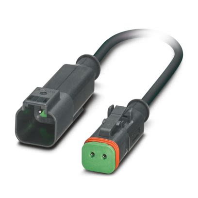 Phoenix Contact Straight Male 2 way Deutsch to Straight Female 2 way Deutsch Sensor Actuator Cable, 600mm