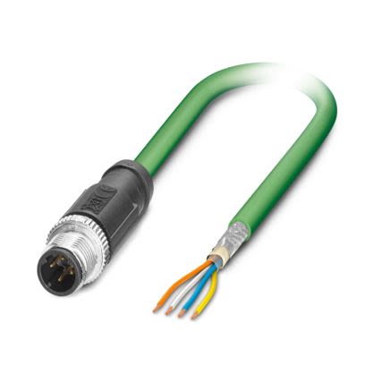 Phoenix Contact NBC, 30m Cat5, Green M12 to Male Free Ends, Shielded Shielded, Terminated PVC Sheath
