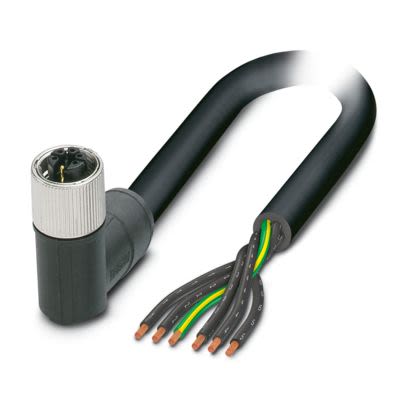 Phoenix Contact SAC PVC 6 x 1.5 mm² 6 Core Power Cable, Black, Grey Polyvinyl Chloride PVC, 10m