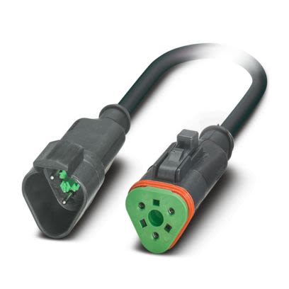 Phoenix Contact Straight Male 3 way Deutsch to Straight Female 3 way Deutsch Actuator/Sensor Cable, 3m