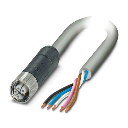 Phoenix Contact SAC, 3m 5 Core, Grey Polyurethane PUR Power Cable +80°C