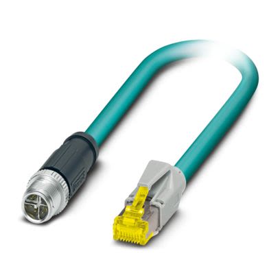 Phoenix Contact NBC, 15m Cat6a, Light Blue M12 to, Shielded Shielded, Terminated Polyurethane Sheath