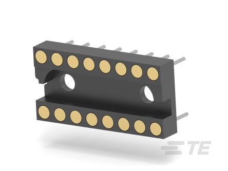 TE Connectivity 2.54mm Pitch 16 Way SMT Closed, Stamped &amp; Formed, Standard IC Socket