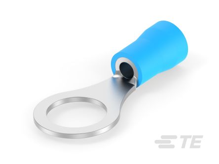 TE Connectivity PLASTI-GRIP Blue Insulated Spade Connector, Closed Ring Tongue Terminal