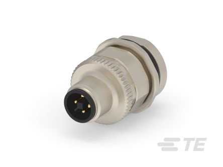 TE Connectivity Industrial Circular Connectors, 4 Contacts, M12 Connector, Plug, Male, IP67, M12 Connector Series