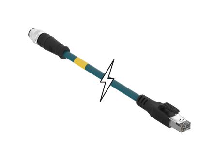 Molex TE Connectivity120108, 5m Cat5e, Green M12 to Male RJ45 Male Shielded, Terminated TPE Sheath