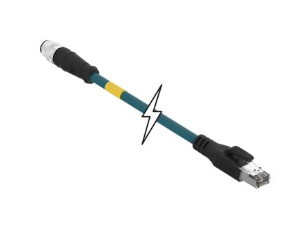 Molex TE Connectivity120108, 20m, Green M12 to Male RJ45 Male Shielded, Terminated TPU Sheath