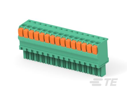 TE Connectivity, 3.5mm Pitch, Buchanan, 15 Way, Vertical, Pluggable Terminal Block, Plug, Wire, Push In Spring
