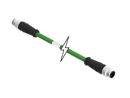 Molex TE Connectivity Straight Male M12 to Straight Male M12 Cordset, 5m