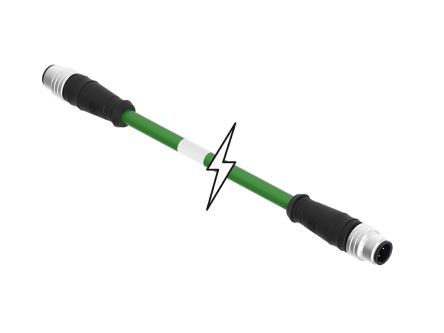Molex TE Connectivity Straight Male M12 to Straight Male M12 Cordset, 10m