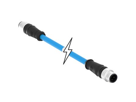 Molex Straight Male M12 to Straight Male M12 Cordset, 45m