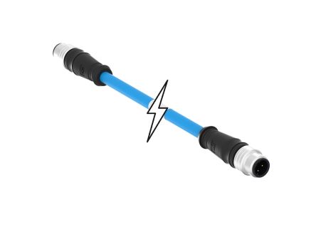 TE Connectivity Straight Male M12 to Straight Male M12 Cordset, 30m