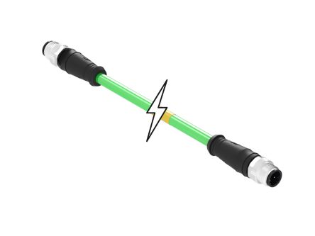 Molex TE Connectivity Straight Male M12 to Straight Male M12 Cordset, 3m