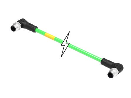 Molex TE Connectivity120108, 20m, Green M12 to Male M12 Male, Terminated TPU Sheath