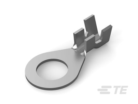 TE Connectivity Uninsulated Ring Terminal, M10 (3/8) Stud Size, Silver
