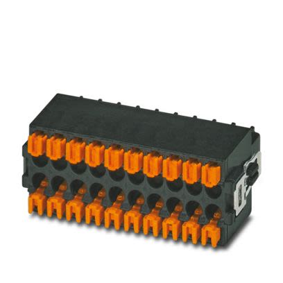 Phoenix Contact DFMC Series PCB Terminal Block, 3-Contact, 2.54mm Pitch, Push-In, 2-Row, Socket Termination