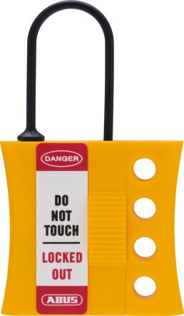 ABUS Yellow 4-Lock Plastic Lockout Device, 9mm Attachment