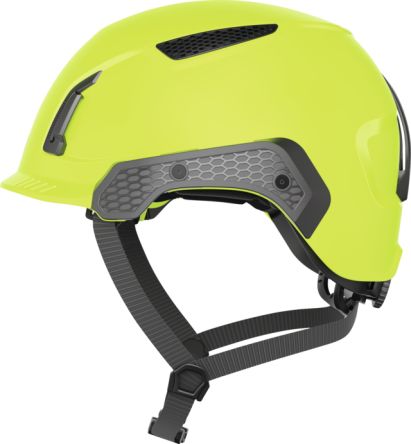 ABUS Yellow Safety Helmet with Chin Strap, Adjustable, Ventilated