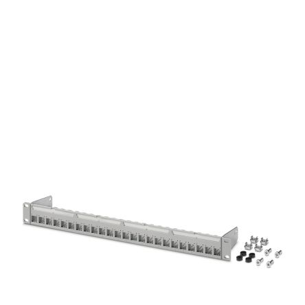 Phoenix Contact Grey Sheet Steel Galvanised Patch Panel, 43.6 x 482.6 x 83.4mm