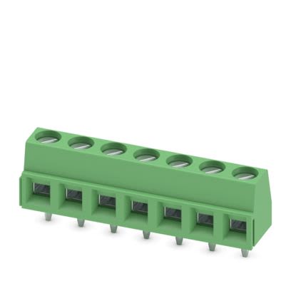 Phoenix Contact MKDSN 1 Series PCB Terminal Block, 7-Contact, 5mm Pitch, Wave Soldering, 1-Row, Screw Termination