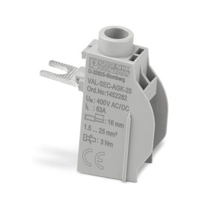 Phoenix Contact VAL-SEC Series Terminal Block for Use with DIN Rail Terminal Block, 63A