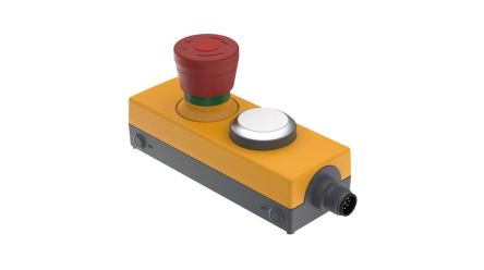 RAFI E-BOX M12 Series Latching Emergency Stop Push Button, Screw Mount, 40mm Cutout, 2NC + 1NO, IP65