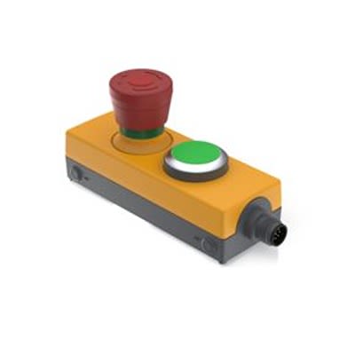 RAFI E-BOX M12 Series Latching Emergency Stop Push Button, Screw Mount, 40mm Cutout, 2NC + 1, IP65