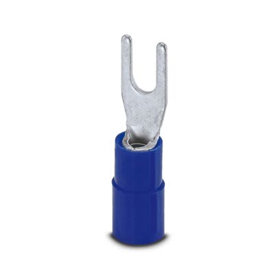 Phoenix Contact Insulated Fork Terminal, 15AWG to 13AWG Polyamide, Blue