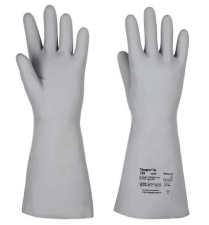 Honeywell Safety Tricopren ISO Grey Cotton Chemical Resistant Work Gloves, Size 9, Cotton Coating