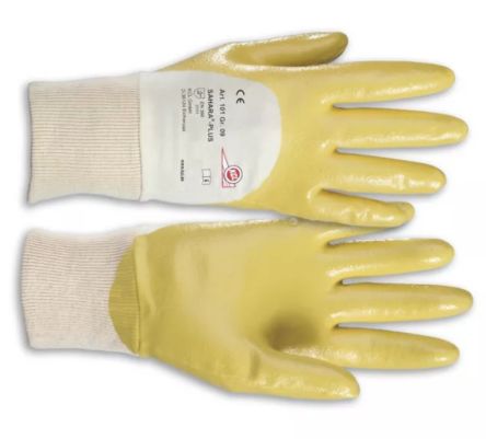 Honeywell Safety Sahara Plus Yellow Cotton Mechanical Protection Work Gloves, Size 8, Nitrile Coating