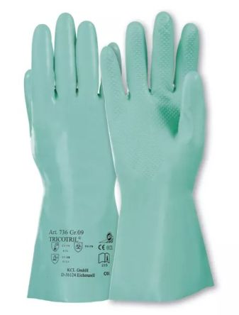 Honeywell Safety Tricotril Green Cotton Chemical Resistant Work Gloves, Size 10, Nitrile Coating