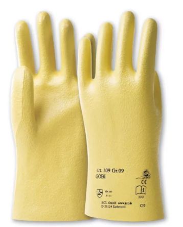Honeywell Safety Gobi Yellow Cotton Mechanical Protection Work Gloves, Size 9, Nitrile Coating