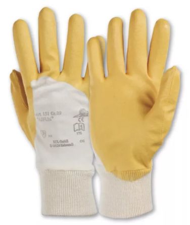 Honeywell Safety Taifun Yellow Cotton Mechanical Protection Work Gloves, Size 9, Nitrile Coating